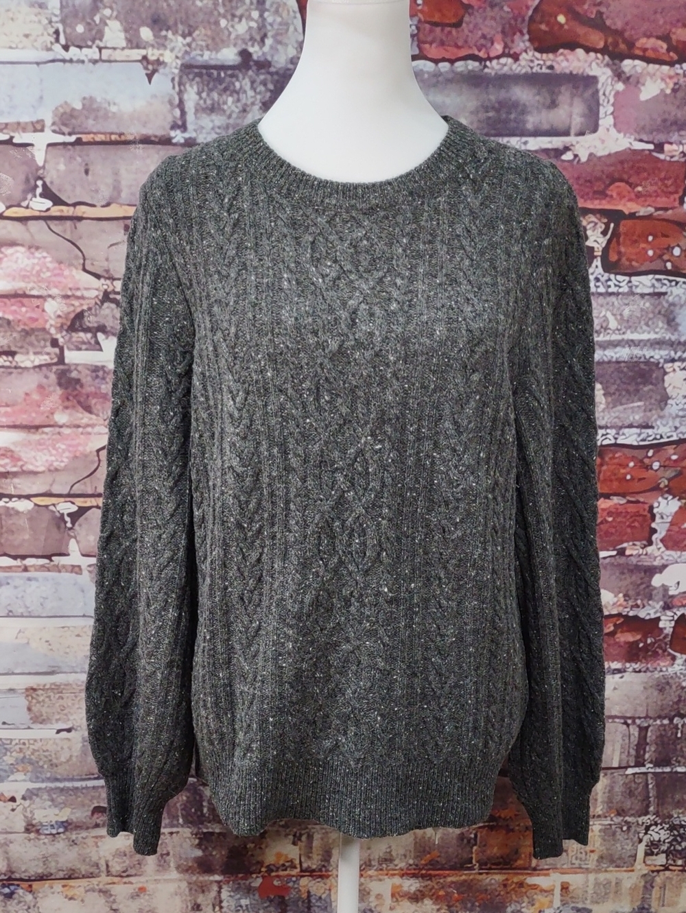 Ralph Lauren Charcoal Tweed Cable Knit Sweater